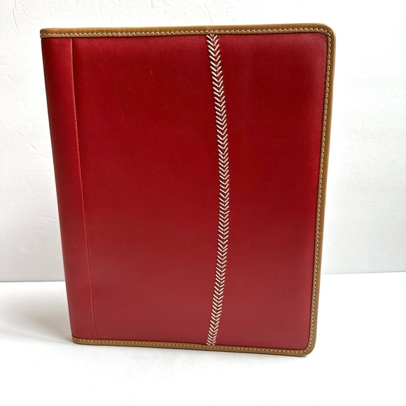 Rawlings Red Leather Padfolio Folder with Baseball Stitch - Picture 2 of 11